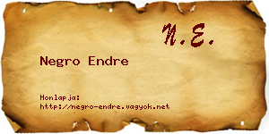 Negro Endre névjegykártya